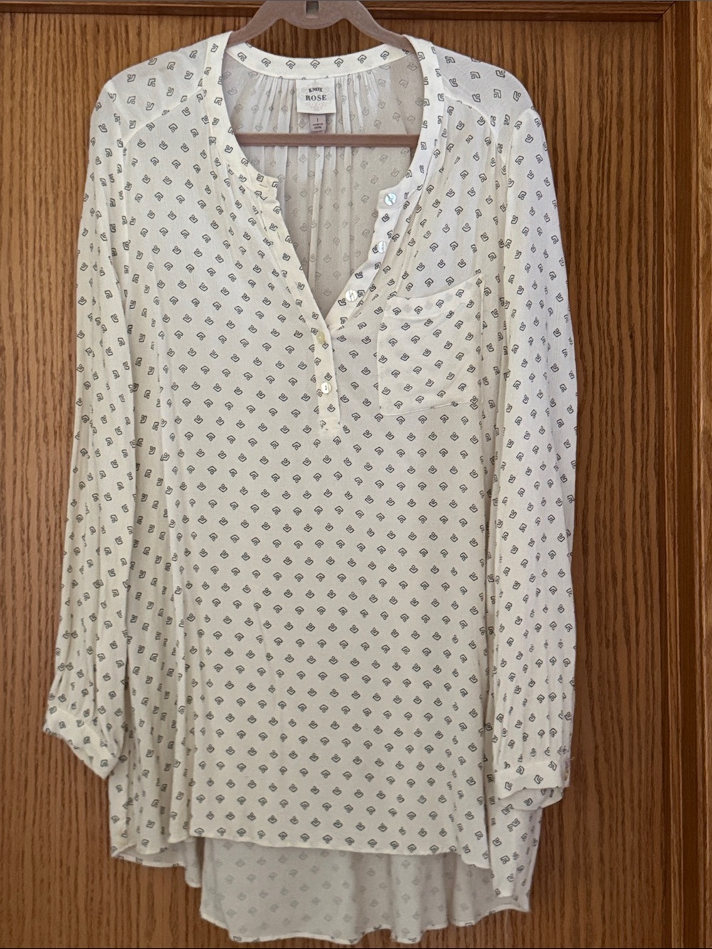 Knox Rose Cream Tunic with Black Geometric Motif